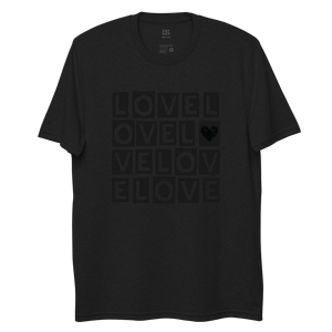 "LOVE LOVE LOVE" BLACKOUT RECYCLED TEE