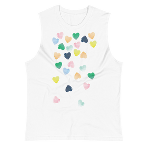 "WATERCOLOR CASCADING HEARTS" MUSCLE TANK | UNISEX