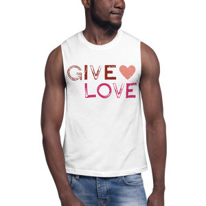 PINK & RED "GIVE LOVE" STAMP MUSCLE TEE | UNISEX