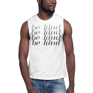 "BE KIND" FADE WHITE MUSCLE TANK | UNISEX